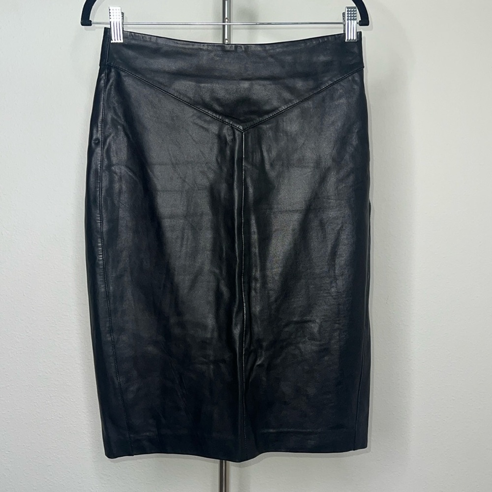 Reiss Leather and Stretch Fabric Skirt